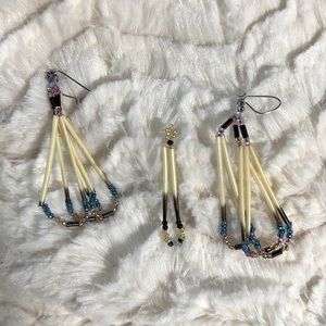 Native American Ojibwa handmade porcupine ear rings.